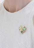 Fresh Green Field Small Floral Heart Shaped Boutique Design High - End Brooch - MAIXUN