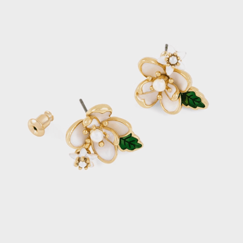 Gardenia Blossom Series Original Handmade Drip Oil Flower Stud Earrings - MAIXUN