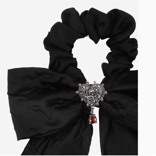 Gothic Style Dark Rose Bow Hair Tie - MAIXUN